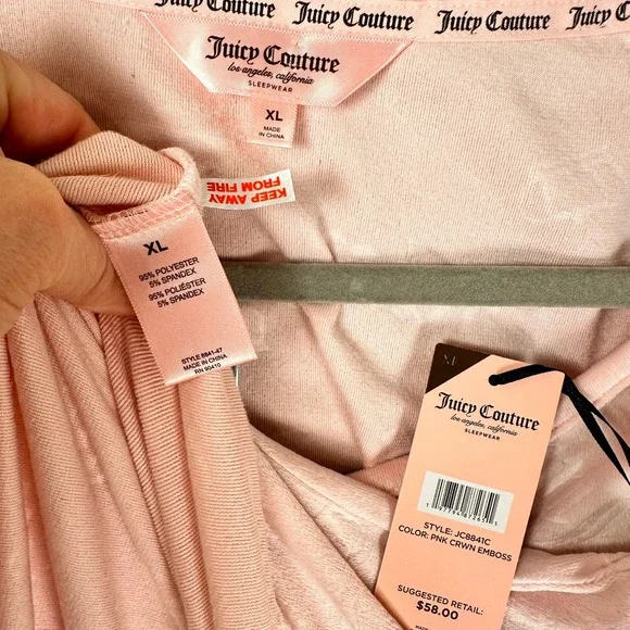 Juicy Couture Pink Velour Rhinestone Pajama Lounge Set Women's XL Y2K Aesthetic